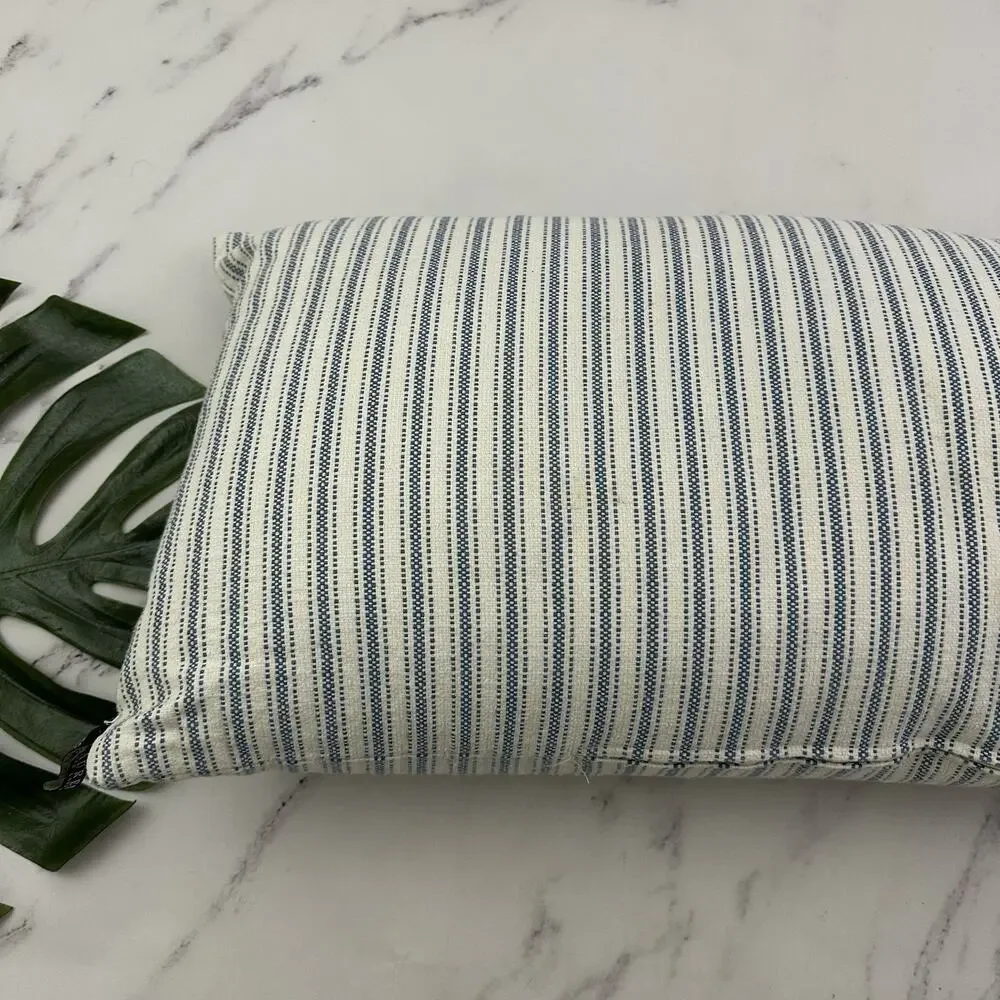 Lauren Ralph Lauren Striped Long Body Bolster Decorative Pillow Blue White Down